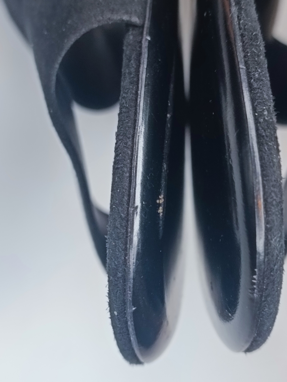 Salvatore Ferragamo Belluno Black Suede Slide Sandals Gold Flower Heel Size 9.5C - Picture 14 of 15